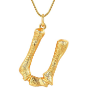 Gold Bambus Alphabet / Buchstabe Halskette - u