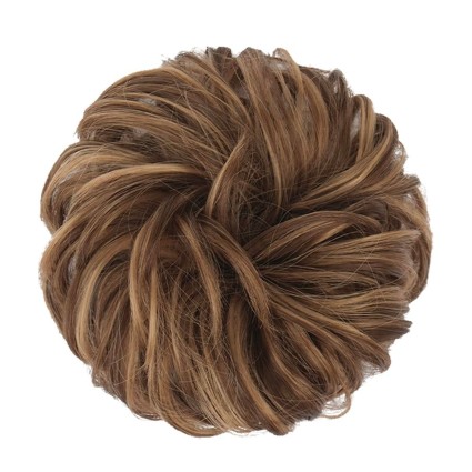 Unordentliches Brötchen-Haar-Fastery mit zerknittertem künstlichen Haar - 6AH27 Aschbraun und Goldbraun