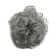 Unordentlicher Brötchenhaarnift mit lockigem künstlichen Haar - hellgrau