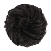 Unordentliches Brötchen-Haar-Fastery mit zerknittertem künstlichen Haar - #4 Schwarzbraun