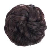 Unordentliches Brötchen-Haar-Fastery mit zerknittertem künstlichen Haar - #2/33 Dunkelbraun & Dunkelrot Braun Mix