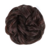 Unordentliches Brötchen-Haar-Fastery mit zerknittertem künstlichen Haar - #33 Dunkelbraun mit Rotstich