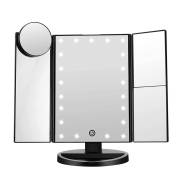 UNIQ Hollywood Make-up Spiegel Trifold Spiegel mit LED-Lichtern, Schwarz