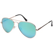 Lux® Aviator Pilotenbrille - grüne Gläser, silberner Rahmen