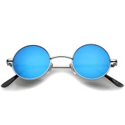 Retro Sonnenbrille - Rund, blaue Gläser