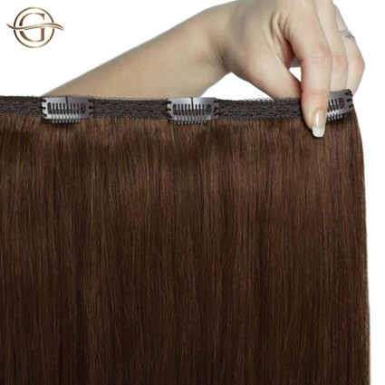 Clip on hair extensions #12 Light Golden Brown - 7 pieces - 60 cm | Gold24