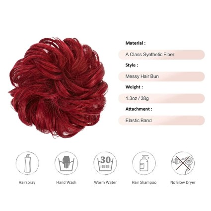 Unordentliches Brötchen-Haar-Fastery mit zerknittertem künstlichen Haar - M99J/89 Rot