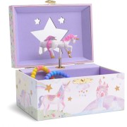 UNIQ Schmuckkästchen für Kinder mit Musikballerina (Einhorn) - Pink/Weiß
