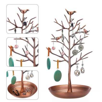 Vintage-Schmuckbaum mit 3 Vögeln (Bronze)