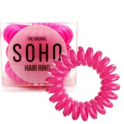 SOHO Spiral Hair Ring Haargummis, Neon Pink - 3 Stck.