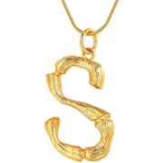 Gold Bambusalphabet / Buchstabe Halskette - s