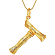 Gold Bambusalphabet / Buchstabe Halskette - t