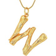 Gold Bambus Alphabet / Buchstabe Halskette - W