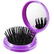 Kompakter Make -up -Spiegel mit Pinsel - lila