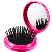 Kompakter Make -up -Spiegel mit Pinsel - Pink